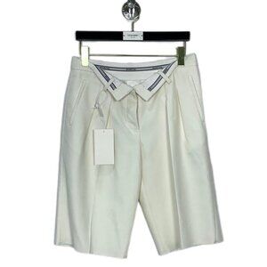Alexander Wang Womens Beige/White Casual Logo Printed Suit Shorts Size 4